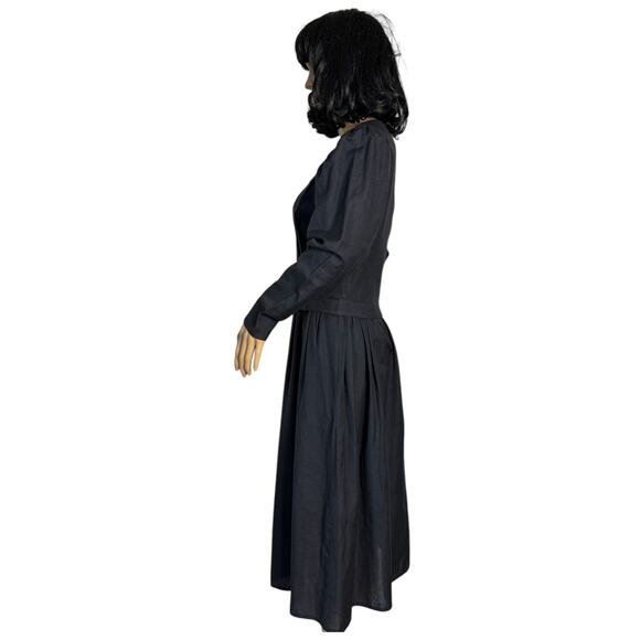 Vintage 70’s Diane Von Furstenberg Ladies Linen black midi dress size small - Picture 5 of 17
